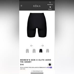 Brand new ROKA women’s Ellite Aero II Tri shorts. 5.5 inch legnth